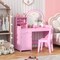 Pink Kids Vanity Table Set with LED Mirror Drawer Cabinet and Chair Perfect for Girls